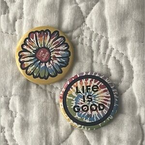 Life is Good Button Set Hippie Festival Outdoor Gorpcore Boho Gently Used